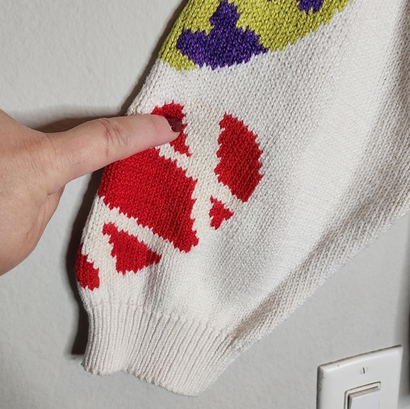 Vintage Christine Foley Heart Multi White knit button cardigan size 1 medium - Picture 15 of 16